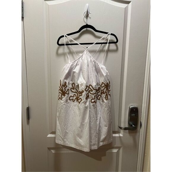 White and Brown Halter Mini Dress - Picture 7 of 9